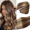 Sew in Hair Extensions Real Human Hair Brown and Blonde Weft Hair Extensions, 12 Inch 80G, Soft Straight P4/27 Highlight Bundles Brown and Blonde Sew in Human Hair Wefts for Women view 1