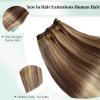 Sew in Hair Extensions Real Human Hair Brown and Blonde Weft Hair Extensions, 12 Inch 80G, Soft Straight P4/27 Highlight Bundles Brown and Blonde Sew in Human Hair Wefts for Women view 3
