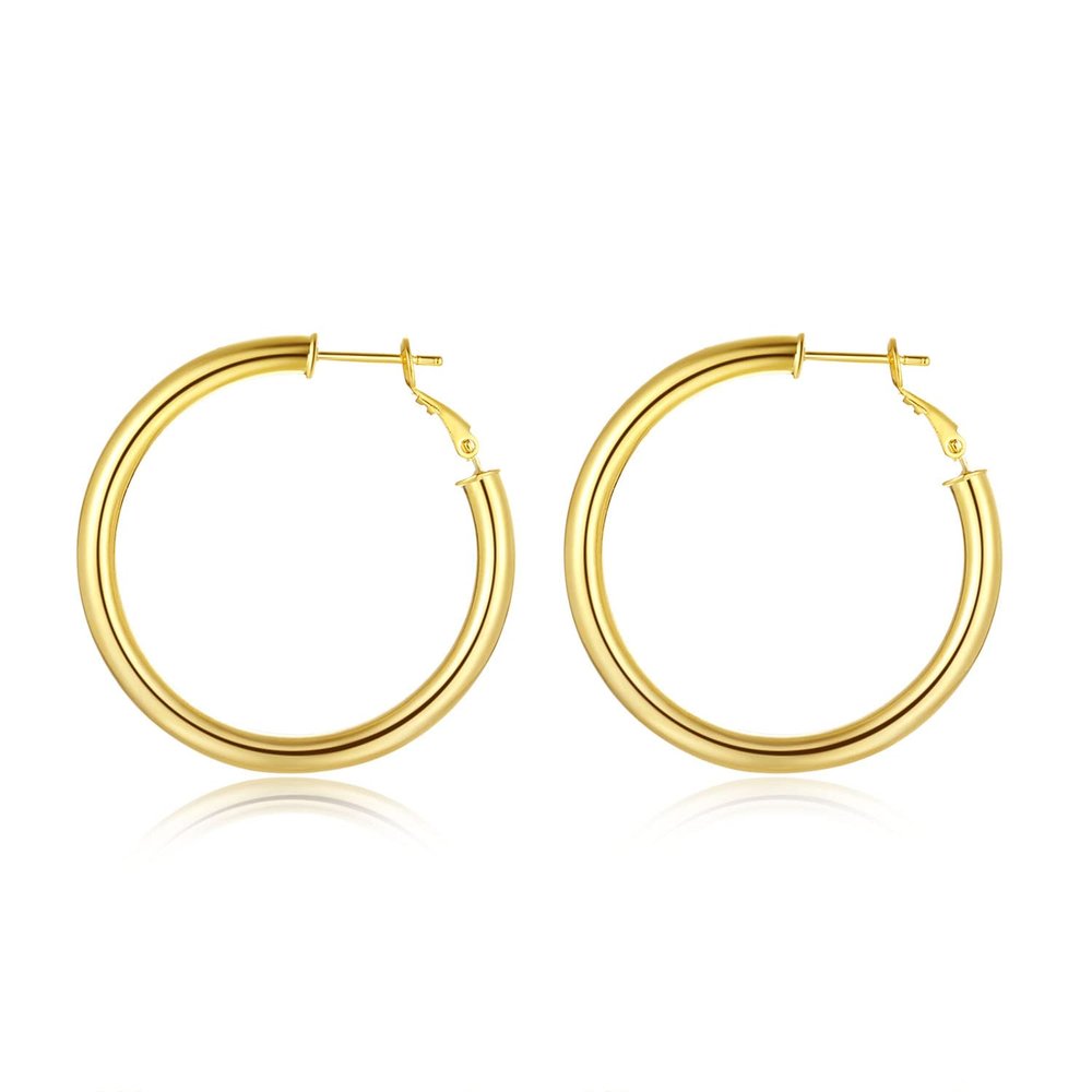 Doubnine Tube Hoop Earrings Gold Lightweight Large Earrings Women Fashion Jewelry (50mm, gold)