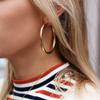 Doubnine Tube Hoop Earrings Gold Lightweight Large Earrings Women Fashion Jewelry (50mm, gold) view 2