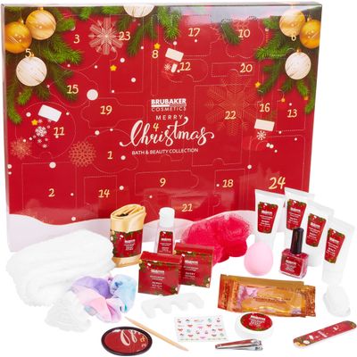 BRUBAKER Cosmetics Beauty Advent Calendar 24 Body Care Products & Spa Accessories - The XXL Wellness Christmas Calendar for Women and Girls - Red