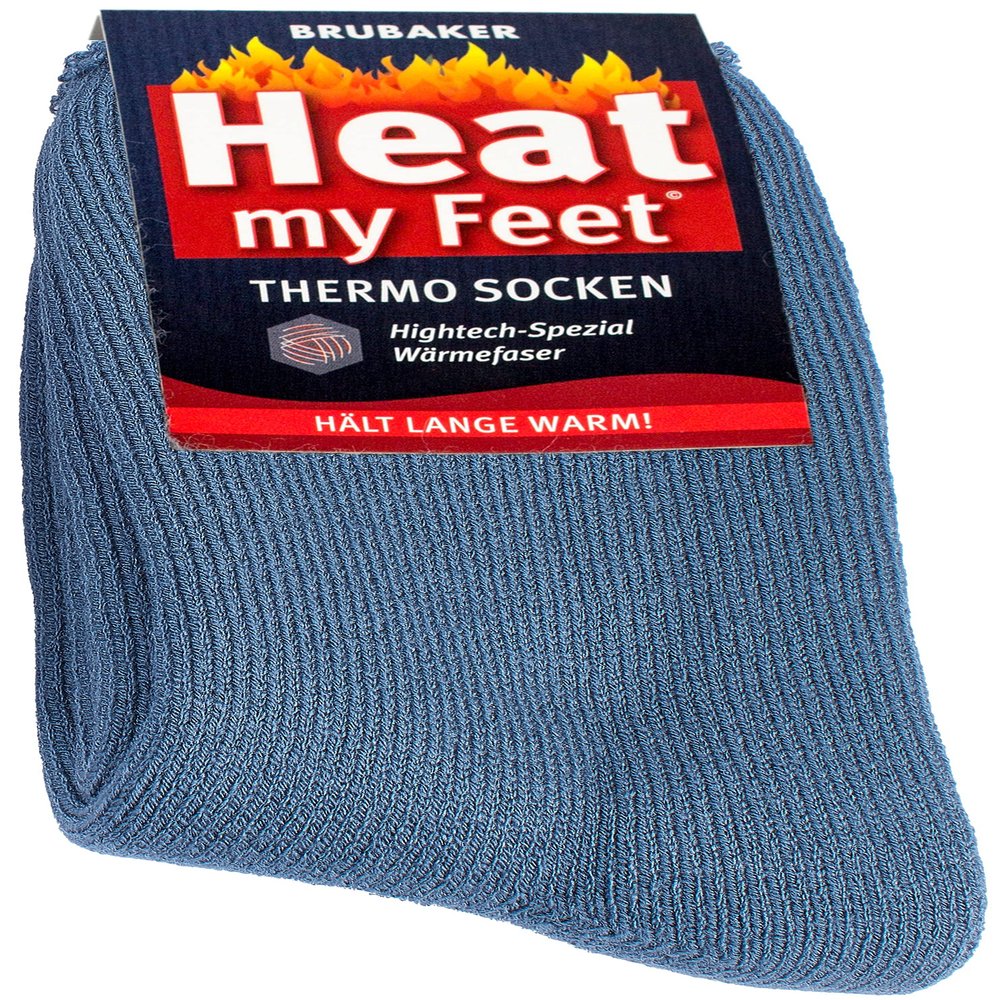 BRUBAKER 2-Pack Heat my Feet Thermal Socks - Warm Feet Socks with Heat Enclosing Insulation Fibers - Size 4-7 - Blue
