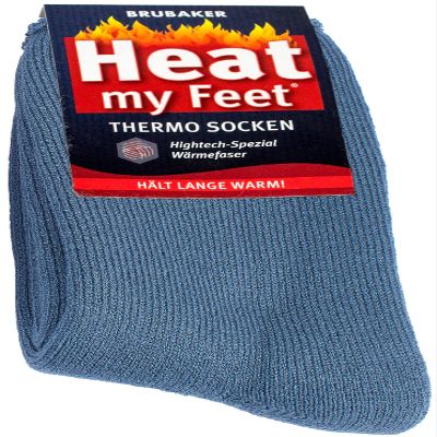 BRUBAKER 2-Pack Heat my Feet Thermal Socks - Warm Feet Socks with Heat Enclosing Insulation Fibers - Size 6.5-8 - Blue