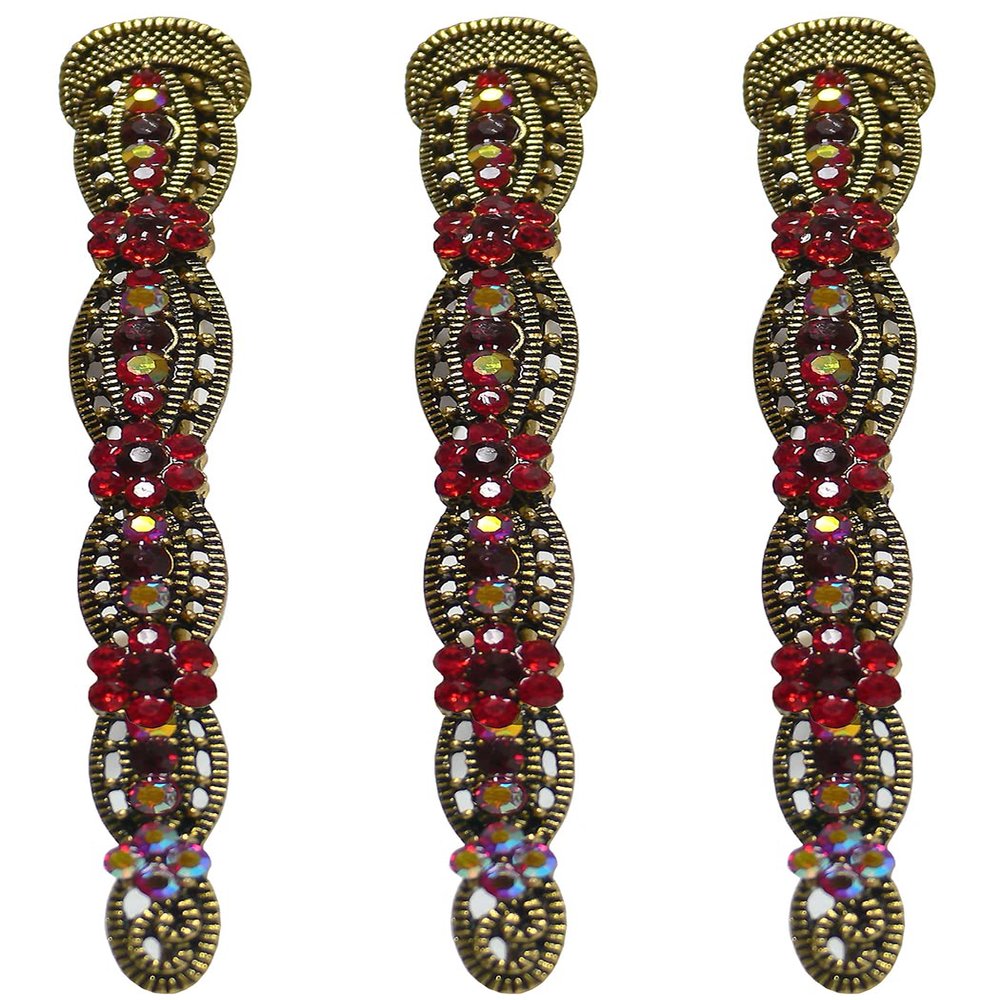 Set of 3 JCGY Alligator Hair Clips Designed with U Underclip for Thinner Hair Duckbill Beakclips Firm Grip NM86110-3-3redU