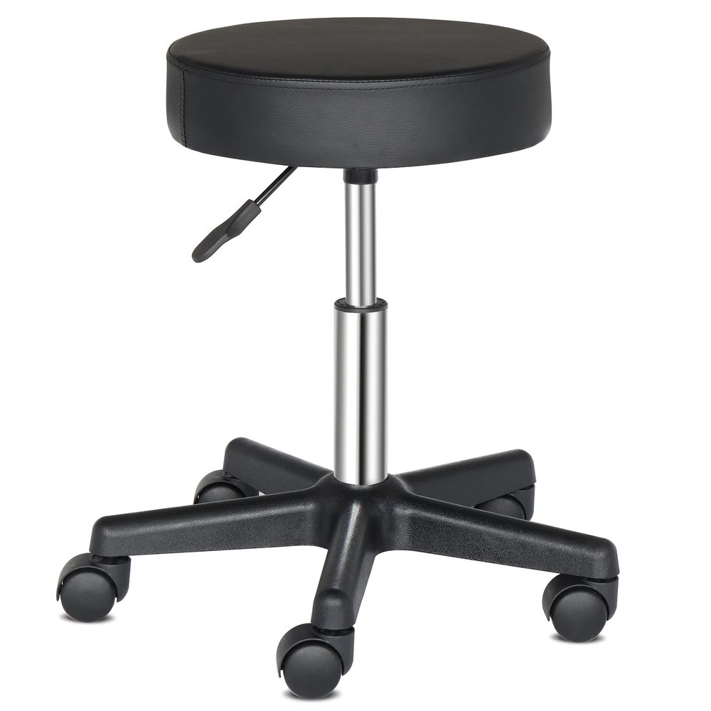 Volowoo Bar Stools,Round Arch Feet Rotation Bar Stool Adjustable Swivel Stool Kitchen Counter Stools Dining Chairs (Black Plastic)