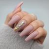 Press On Nails, False Nails, Glue on Nails, Manicure (Nude Rhinestones - Medium Length) view 1