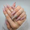 Press On Nails, False Nails, Glue on Nails, Manicure (Nude Rhinestones - Medium Length) view 3
