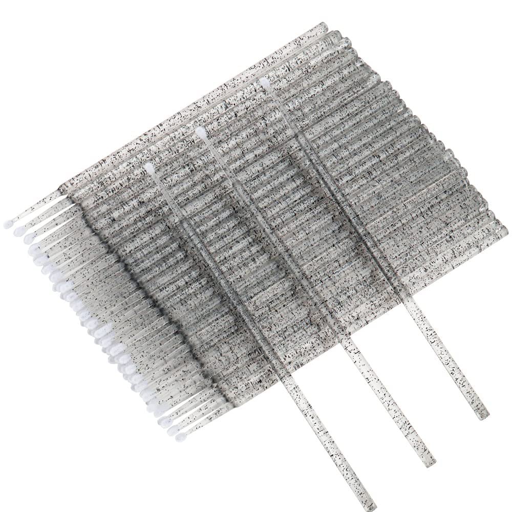 400 PCS Glitter Crystal Micro Applicator Brushes Disposable Eyelash Extension Microswab Mascara Wands Brush For Lash Remover Brush Tools (Crystal Black)