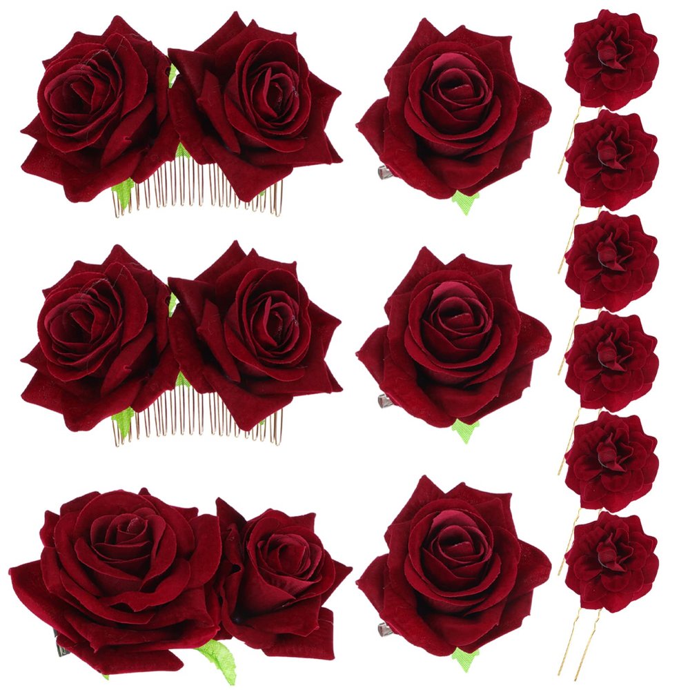 1set Rose Box Pin up Headpieces Hair Jewels for Women Wedding Garland Floral Hair Clips Flower Headdresses Bridal Headpieces for Wedding Rose Garland Fabric Flowers Bride Aldult