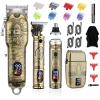 Soonsell Men's Professional Hair Clippers & Trimmer Set with T-Blade, Nose Trimmer, Foil Shaver and LCD Display Display(Bronze view 1