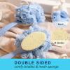 [2nd Generation] Shower Body Brush with Bristles and Loofah,Back Scrubber Bath Mesh Sponge with Curved 16" Long Non-Slip Handle Skin Exfoliating Massage Suitable for Men and Women (Blue) view 2