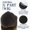 Full Shine U Part Human Hair Wigs Half Wig With Clip Ins Middle Part Remy Hair U Part Wigs Ombre Balayage Brown with Blonde 150Grams 20 inch view 3