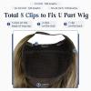 Full Shine U Part Human Hair Wigs Half Wig With Clip Ins Middle Part Remy Hair U Part Wigs Ombre Balayage Brown with Blonde 150Grams 20 inch view 4