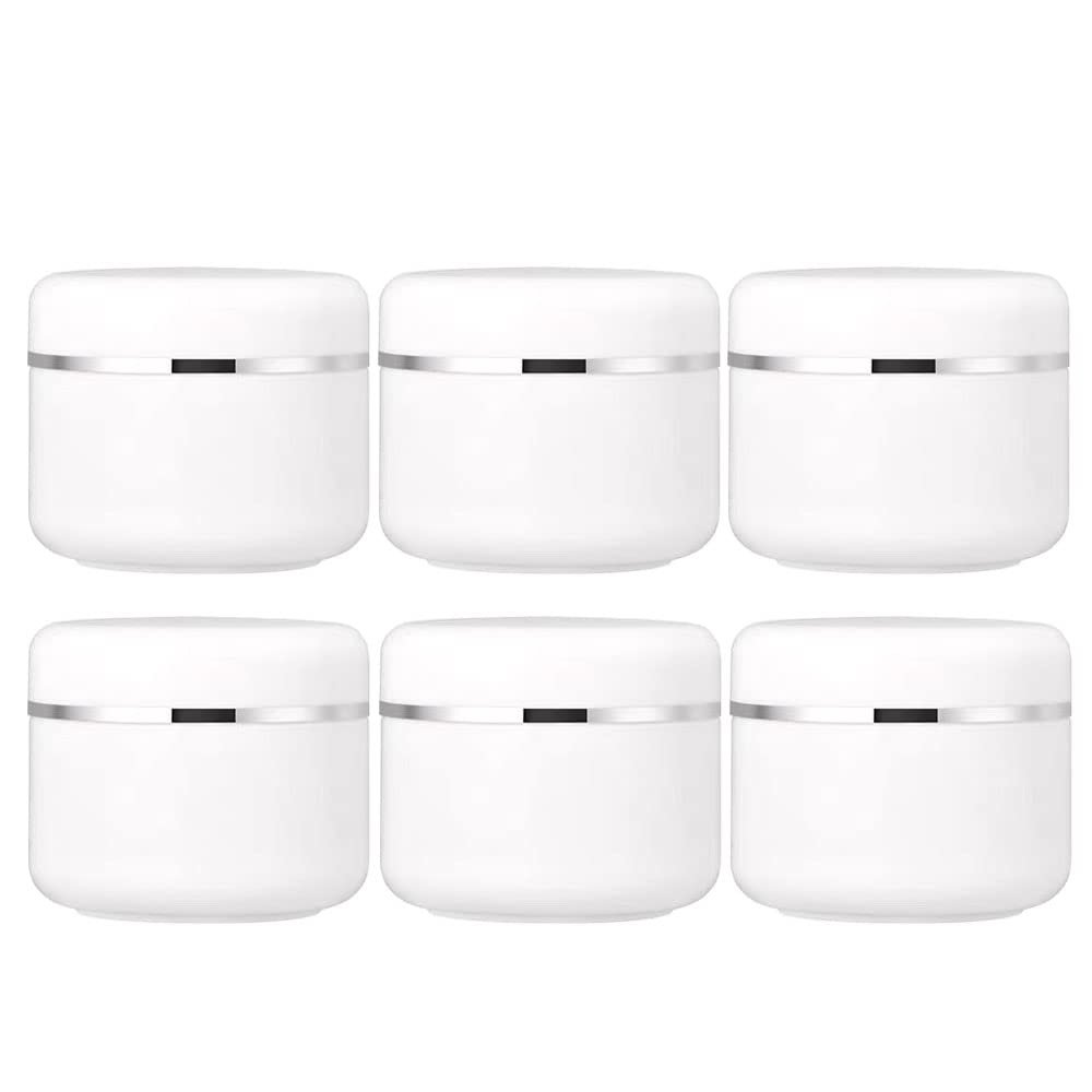 100ml Plastic Jar with Dome Lid PP Liner White Silver Edge Portable Empty Refillable Face Cream Lip Balm Lotion Storage Container and DIY Sample (Pack of 20)