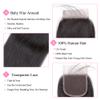 12A Brazilian Straight 4x4 HD Lace Closure Free Part Hand Tied Transparent HD Lace Closure 100% Unprocessed Human Hair Transparent Lace Closures Pre Plucked Natural Black (14 Inch) view 4