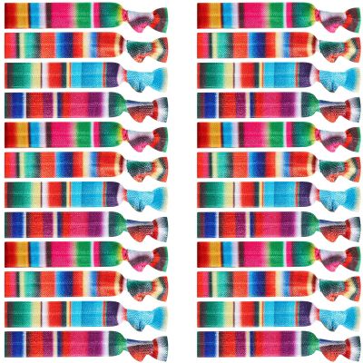 24 Pcs Fiesta Hair Ribbons and Headbands No Crease Elastic Hair Ties for Women's Ponytails Christmas Thanksgiving Gifts Girls' Cinco De Mayo Accessories