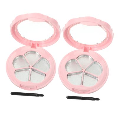 FOMIYES 2 Sets Box Lipstick Box Gel Blush Nail Art Diy Blusher Container Makeup Powder Plate Empty Eyeshadow Containers Makeup Tray Travel Make up Pink Plastic Mirror Case