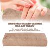 Nail Arm Rest Hand Cushion, Stripe Leather Nail Pillow Hand Rest Cushion Soft Sponge Manicure Hand Rest Pillow for Nail Clients Salon Armrest Cushion Manicure Nail Art Accessories Tool (Gold) view 2