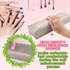 Nail Arm Rest Hand Cushion, Stripe Leather Nail Pillow Hand Rest Cushion Soft Sponge Manicure Hand Rest Pillow Salon Armrest Cushion Manicure Nail Art Accessories Tool (Silver) view 3