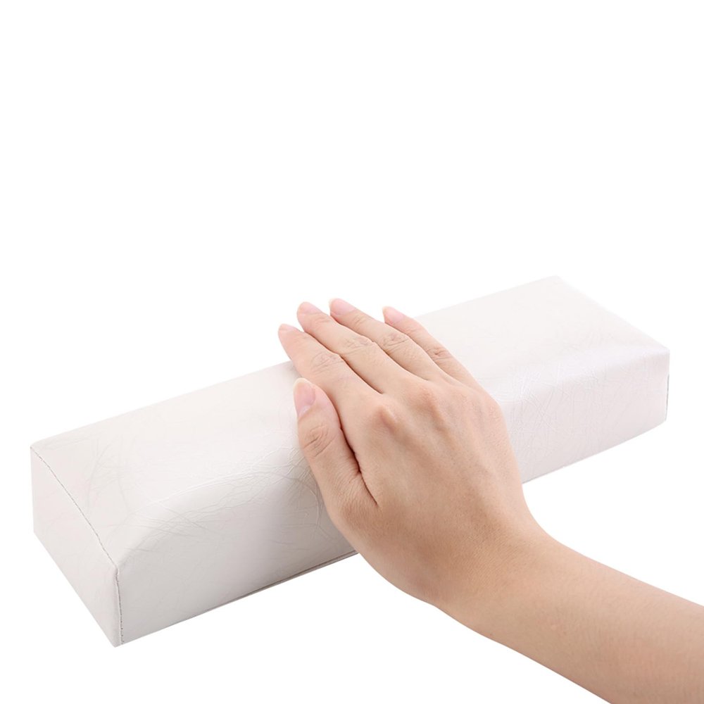 Nail Arm Rest Hand Cushion, Stripe Leather Nail Pillow Hand Rest Cushion Soft Sponge Manicure Hand Rest Pillow Salon Armrest Cushion Manicure Nail Art Accessories Tool (White)