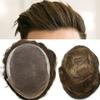 Mens Toupee Hair System Bleached Knots French Lace Front Hairpiece Transparent Lace Poly Skin PU Hair Replacement Toupee for Men 8X10, #720 7# VERY LIGHT BROWN+20% GREY 100% Light to medium Density view 1