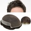 Mens Toupee Hair System Bleached Knots French Lace Front Hairpiece Transparent Lace Poly Skin PU Hair Replacement Toupee for Men 8X10, #720 7# VERY LIGHT BROWN+20% GREY 100% Light to medium Density view 3