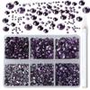 Bymitel 5000 Pieces 6 Mixed Sizes Glue Fix on Glass Rhinestones Round Crystal Gems Flatback for DIY Jewelry Making with one Picking Pen(6-Sizes 5000PCS, Tazanite) view 1