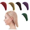 KXY 5 Pieces Knitted Mesh Hair Net Rayon Crocheted Hair Nets Snood Hat Crocheted Protective Sleep Cap Bonnet Hijab Cap (Red+Yellow+Green+Purple+Black) view 1