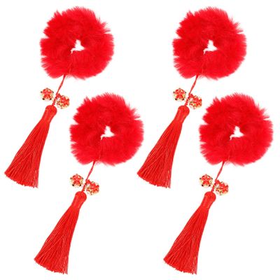Beaupretty 2pairs Chinese Style Tassel Hair Ropes for Year Parties Festival Hair Accessories for Boys and Girls and Adults Bright Colored for Fashionable Looks