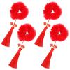 Beaupretty 2pairs Chinese Style Tassel Hair Ropes for Year Parties Festival Hair Accessories for Boys and Girls and Adults Bright Colored for Fashionable Looks view 1
