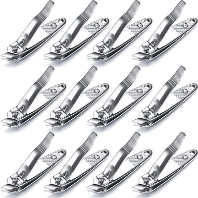 12 Pcs Nail Clippers for Women Slanted Edge Metal Side Cuticle Clippers for Nails Cutting Curved Edge Trimmer Cutter Angled Travel Pedicure Manicure Tool