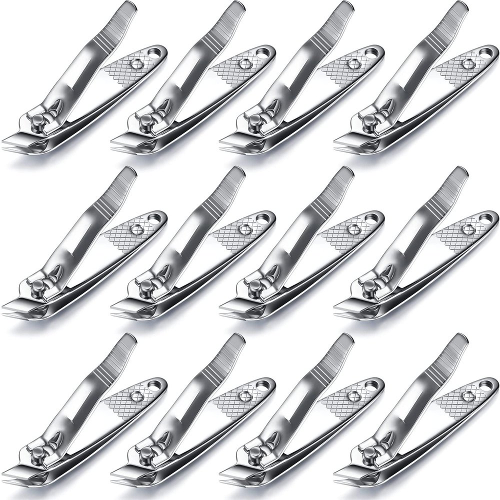 12 Pcs Nail Clippers for Women Slanted Edge Metal Side Cuticle Clippers for Nails Cutting Curved Edge Trimmer Cutter Angled Travel Pedicure Manicure Tool