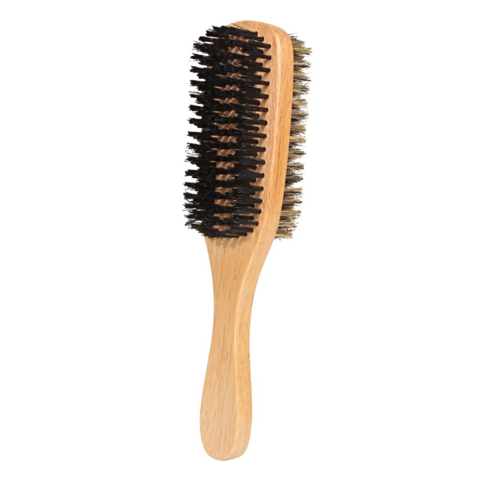 Healifty 1pc Double-sided Beard Brush Boar Bristles Men Styling Tool for Grooming and Detangling Versatile Hair Brush for Coarse Beards and Facial Hair Care