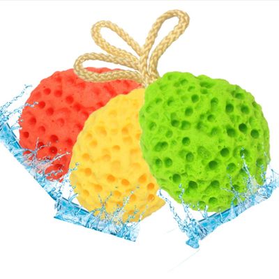 3PCS Multi-Colored Soft Bath Foam Sponge Exfoliating Body Shower Sponge Double-Sided Fiber Sponges for Women and Men Body Cleaning Supplies