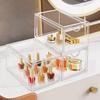 AMEITECH 2 Pack Clear Stackable Storage Drawer, Bathroom Makeup Organizer, Plastic Storage Bins, Acrylic Organization and Storage for Vanity, Kitchen Cabinets, Pantry, Undersink view 2