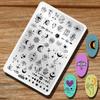 Starry Star Moon Design Stamping Plates Nail Art Kit 2pcs Galaxy Night Sky Large Nail Stamp Plates Templates Space Planet Nail Stamper Plate Heart Sun Geometry Printing Stencils Reusable Tools view 2