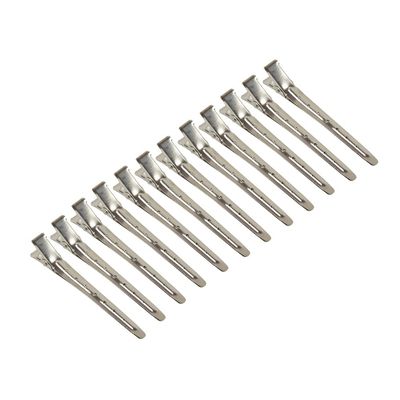 12 Pcs 3.54 Inches Duck Bill Clips Round-Head Clip Silver hair Clip with 7 Holes Metal Hair Clips for Hair Styling