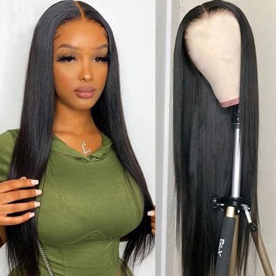 Imeya Hair 1# 13x6 Lace Front Wigs Human Hair with Baby Hair 150% Density Brazilian Straight Human Hair Wigs for Black Women Natural Color(18 Inch)