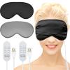 2 Pieces Silk Heated Eye Mask for Dry Eyes USB Steam Warm Compress for Puffy Eyes Adjustable Temp Sleep Eye Mask for Dry Eye, Chalazion, Blepharitis, Stye (Black, Grey) view 1