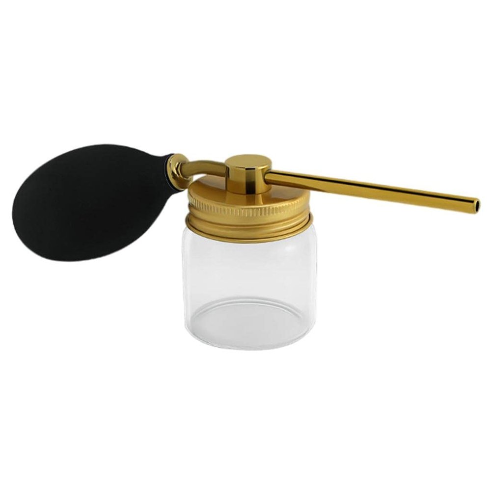 Amagogo Talc Blower Puffer, Spray Bottle, Barbers Hairdressers Talcum Dispenser, Refillable Hair Fiber Applicator Salon Hair Styling Supplies -Gold