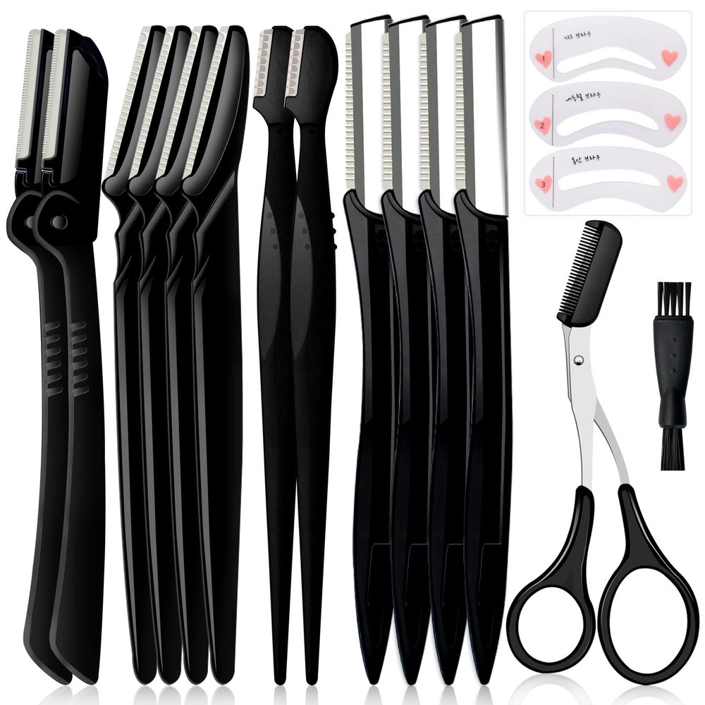 Molisaka Eyebrow Razor Pack, Multipurpose Dermaplaning Face Razors for Women Facial Hair Removal/Exfoliating/Eyebrow Face Shavers/Peachfuzz, Bulk Straight Eyebrow Trimmers for Women