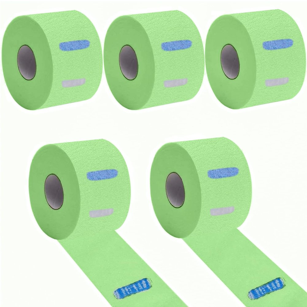 Adorila Hair Removal Strips - 5 Rolls, 500 Strips Green, Disposable & Flexible Paper Neck Strips for Salon Hair Cutting & Stylist, Water Resistant and Self-Adheres to Neck