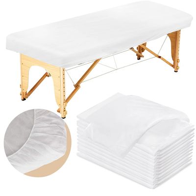 25PCS 84x35in Disposable Fitted Massage Table Sheets with Elastic, Breathable Disposable Massage Table Cover, Non Woven Fabric Spa Bed Covers, Single Use for Beauty Salon Wax Tattoo Facial Lash Bed