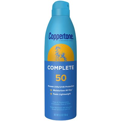 Coppertone Complete Sunscreen Spray, SPF 50 Sunscreen Spray, Body Sunscreen, 5.5 Oz