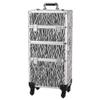 3 in 1 Cosmetic Makeup Train Case, Large Rolling Aluminum Trolley Makeup Travel Case Professional Rolling Cosmetic Beauty Storage Box with 360 Swivel Wheels (White Zebra Print) view 1
