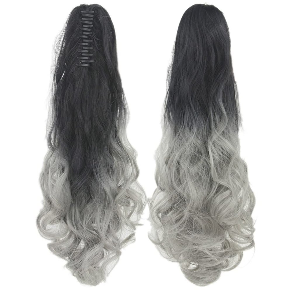 Wavy Black To Blue Ombre Claw Ponytail False Strands Clip In Hair Extension Hairpiece Hair On Hairpins T127 24inches
