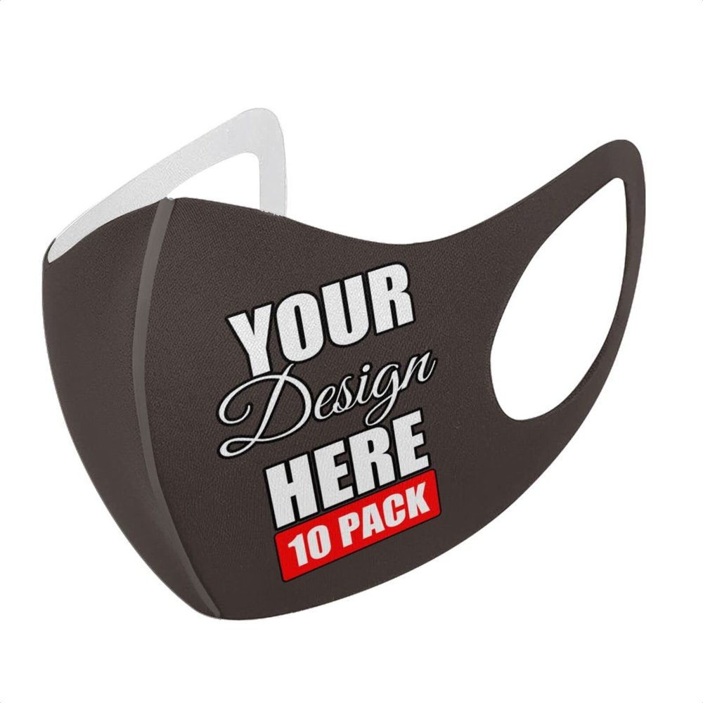 10 Pack Custom Face Mask Text Photo Logo Customized Masks Unisex, Dark Chocolate
