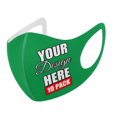 10 Pack Custom Face Mask Text Photo Logo Customized Masks Unisex, Irish Green