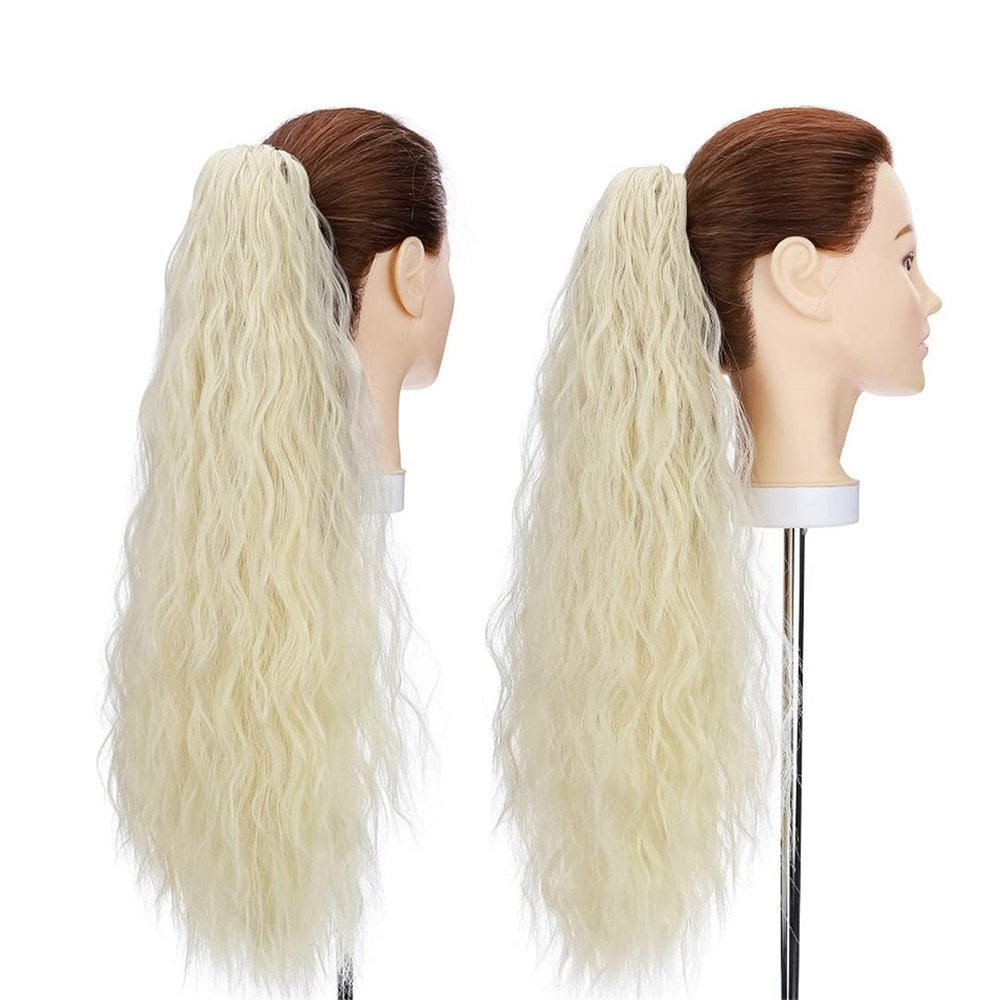 12-26inch Claw Clip On Ponytail Hair Extension Synthetic Ponytail Extension Hair For Women Bleach Blonde-New