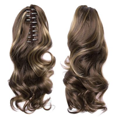 35cm Claw Clip On Ponytail Hair Extension Long Wavy Synthetic Ponytail Hairpiece Gold Brown Wave Long Hair For Women 9h19